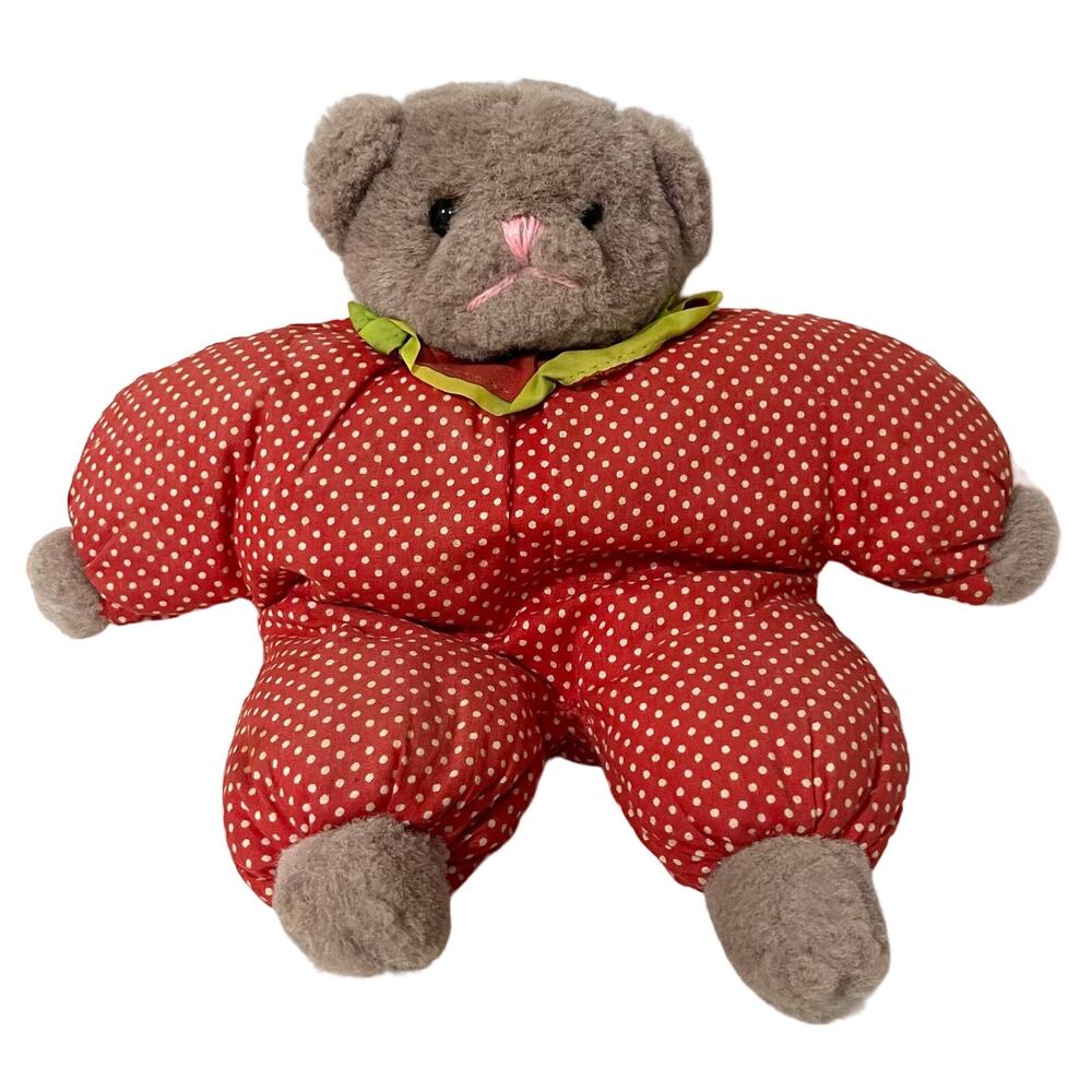 Vintage 90s Plush Bear Toy Stuffed Animal 1991 PMI International Toys Red 10”